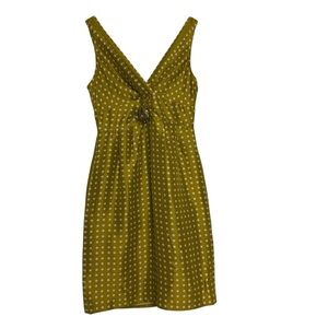 NWT J. Crew 100% Silk Polka Dot Mini Dress Sheath Green Chartreuse Sz 4 Cocktail